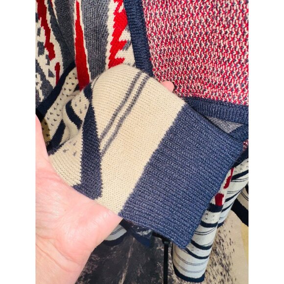 St. Johns Bay XXLT Red & Grey Knit Cardigan Open Front Asymmetrical Southwestern - Picture 10 of 10